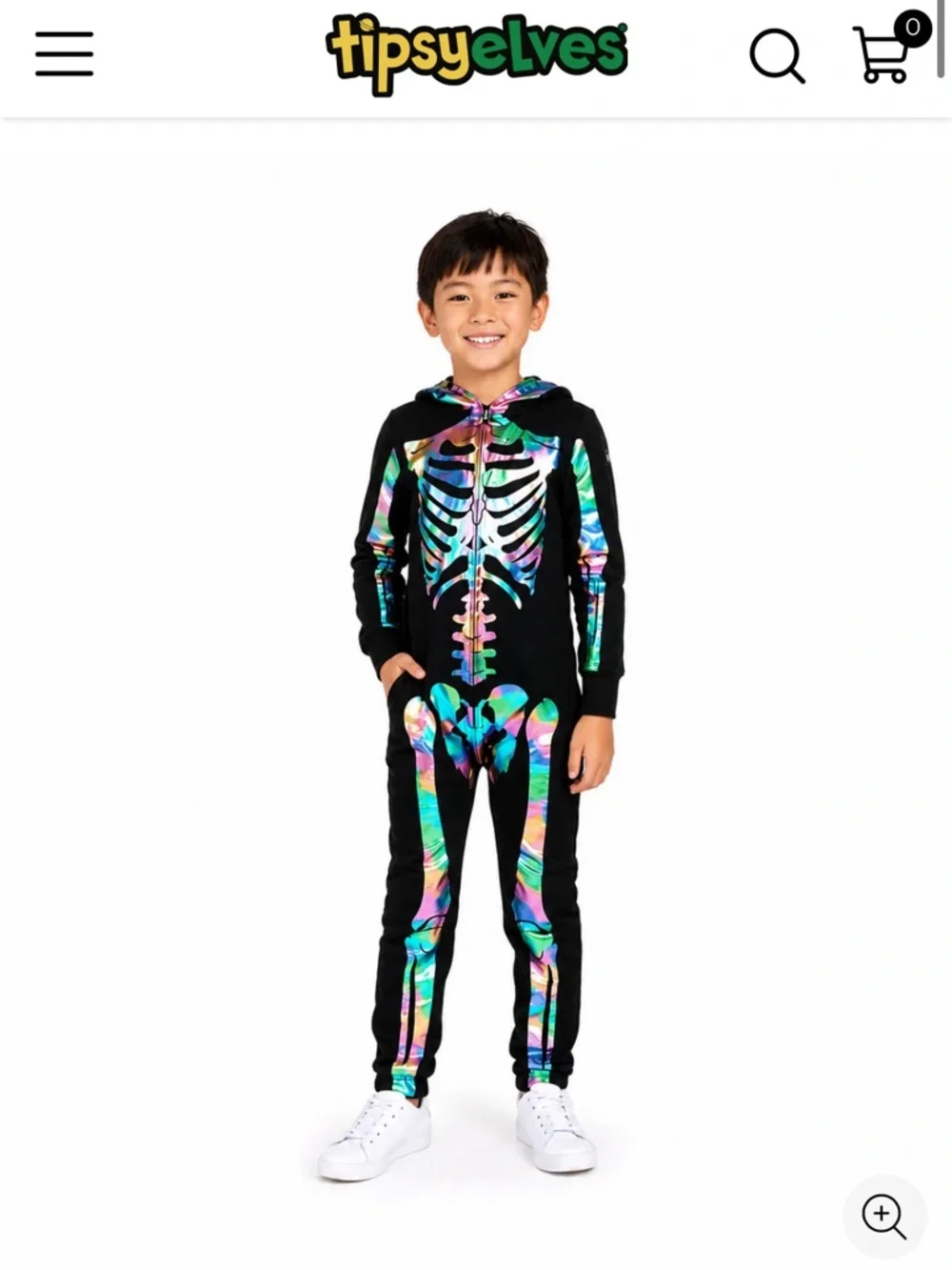 Tipsy Elves Kids Rainbow Skeleton Halloween Costume Youth XS 5 Hooded Jumpsuit